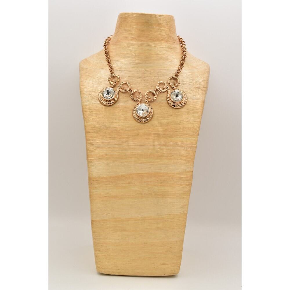 Statement Collar Necklace Rhinestone Crystal Gold… - image 6